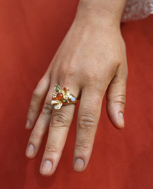 Amber Blossom // brass ring - ORA-C jewelry - handmade jewelry by Montreal based independent designer Caroline Pham