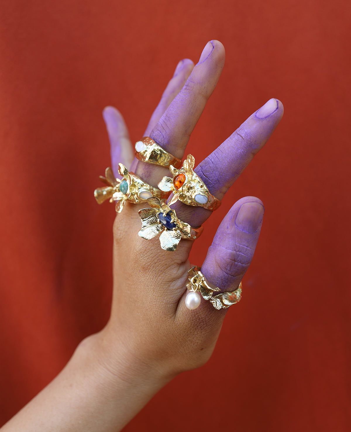 Amber Blossom // brass ring - ORA-C jewelry - handmade jewelry by Montreal based independent designer Caroline Pham