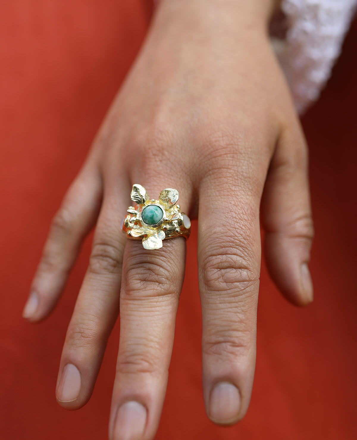 Jade Blossom // brass ring - ORA-C jewelry - handmade jewelry by Montreal based independent designer Caroline Pham