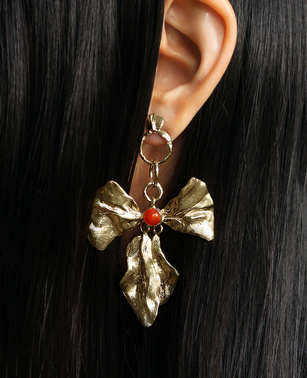 REIGN BOW // earrings with carnelian - ORA-C jewelry - handmade jewelry by Montreal based independent designer Caroline Pham