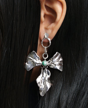 REIGN BOW // earrings with zing jiang jade - ORA-C jewelry - handmade jewelry by Montreal based independent designer Caroline Pham