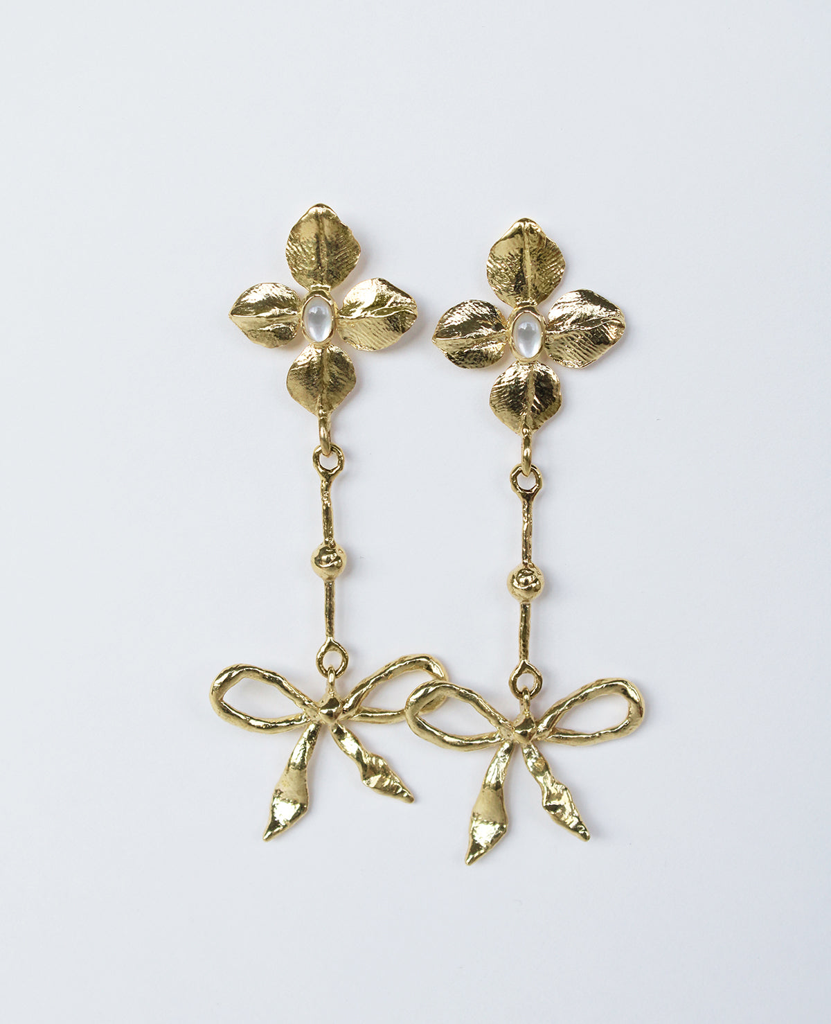 WILLOW BOW // golden earrings - ORA-C jewelry - handmade jewelry by Montreal based independent designer Caroline Pham